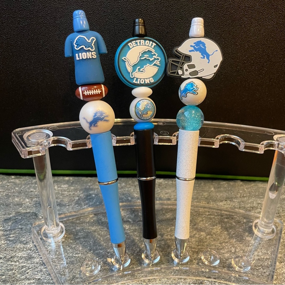 Handmade Beaded Detroit Lions Pens